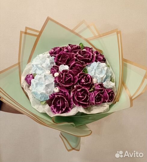 Букеты, корзинки, коробочки из зефирных цветов