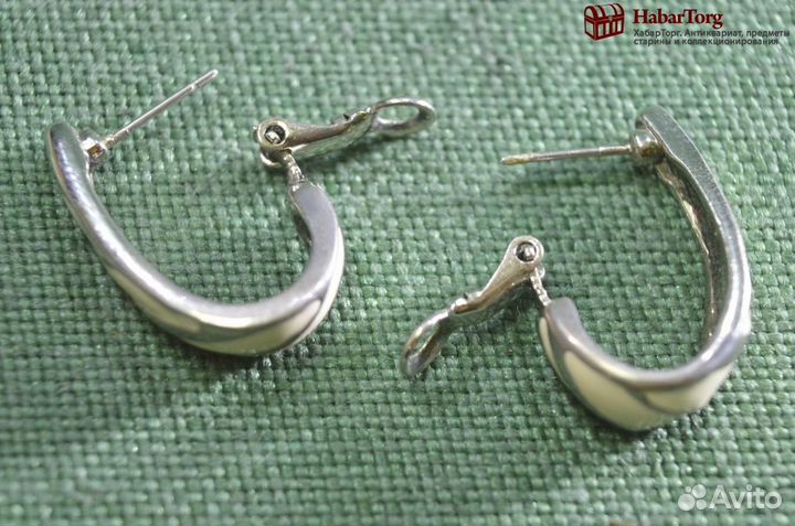 Серьги, сережки с эмалями. Металл, эмаль. Винтаж