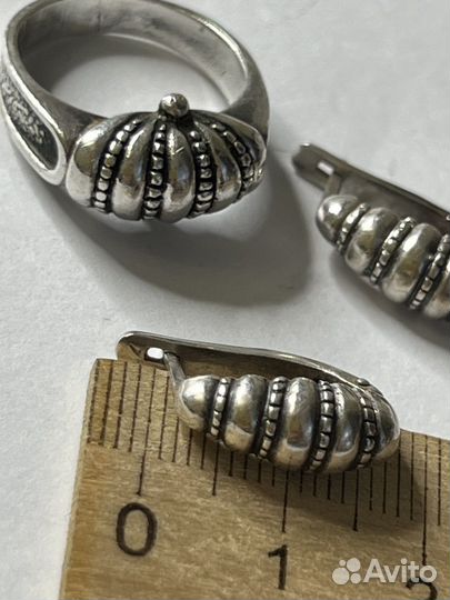 Серебряные серьги и кольцо СССР