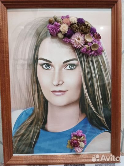 Картина с сухоцветами