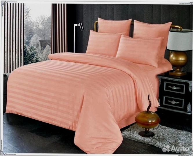 Постельное белье страйп сатин евро