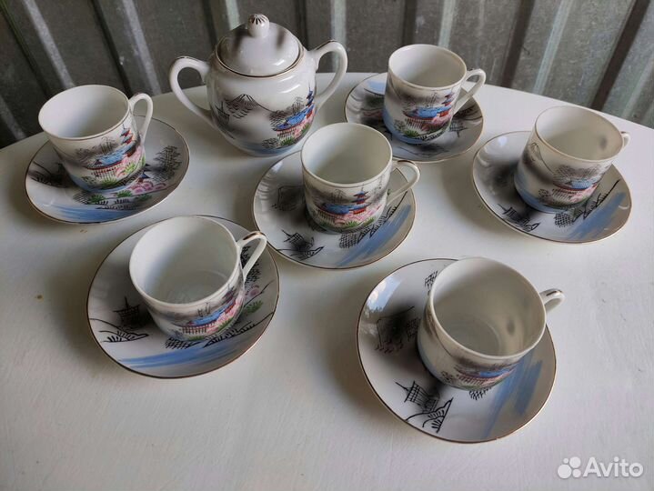 Чайный кофейный сервиз литофания Япония, СССР