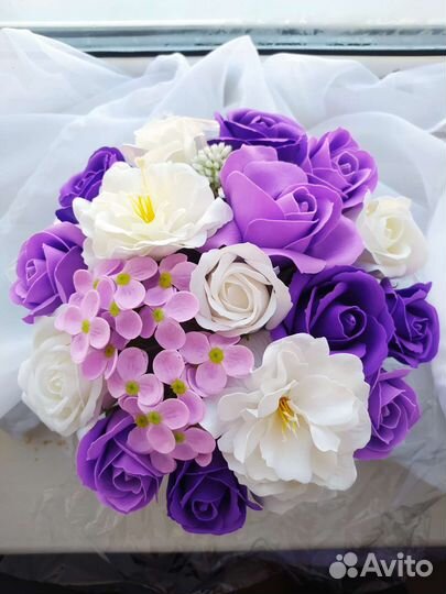 Роза,букет из мыла