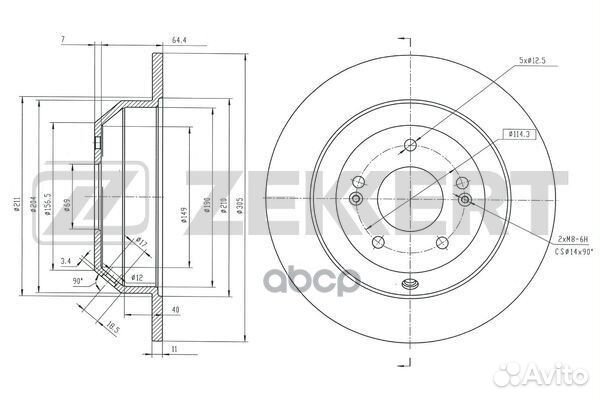 Диск тормозной зад. Kia Sorento/Sorento Prime I