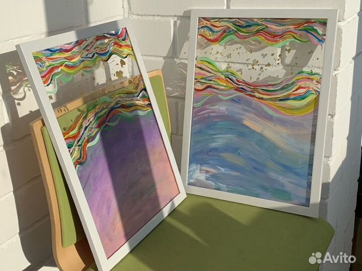 Две картины на стекле 30х40