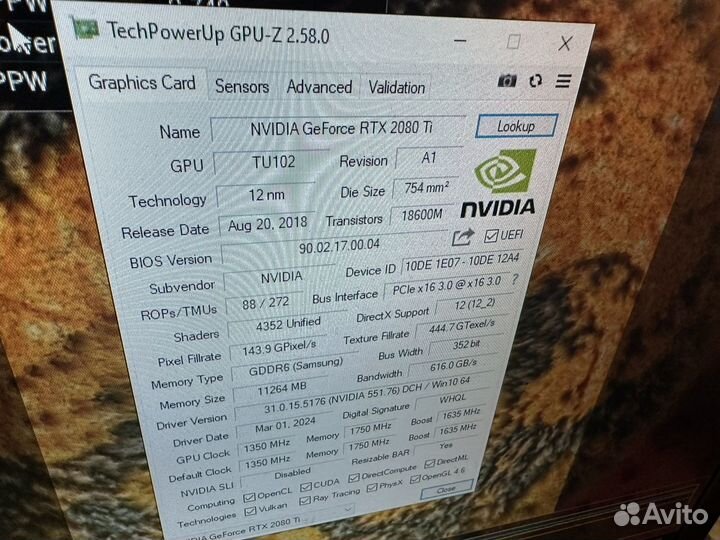 Видеокарта Nvidia Geforce RTX 2080Ti Fe 11gb