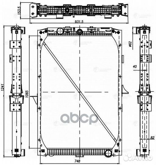 Радиатор DAF XF105 1065x739x40 (с рамкой)
