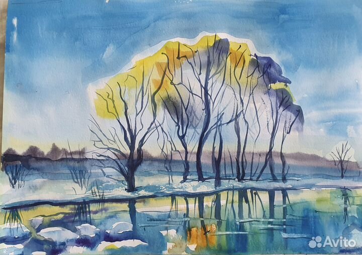 Картина акварель пейзаж