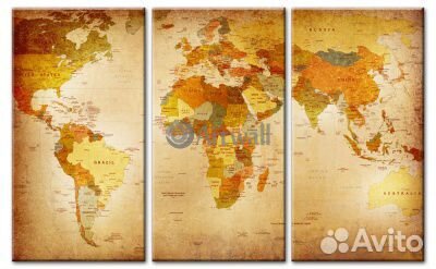 Модульная картина «Карта мира в ретро»