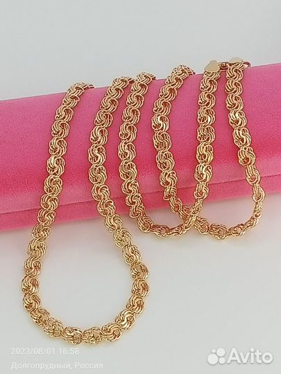 Новая цепь из золота 585 пробы Роза 50 см