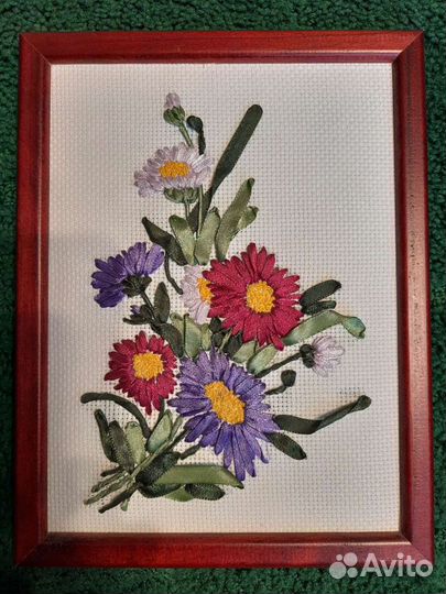 Интерьерная картина вышивка лентами