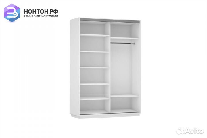 Шкаф-купе Нонтон 2-дверный с зеркалом белый снег