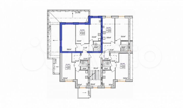 2-к. квартира, 55,6 м², 2/3 эт.