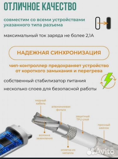 Кабель для зарядки USB-USB Type-C, нейлоновый