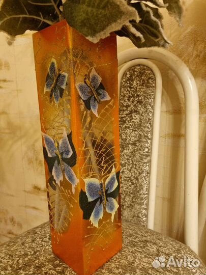 Ваза цветное стекло винтаж