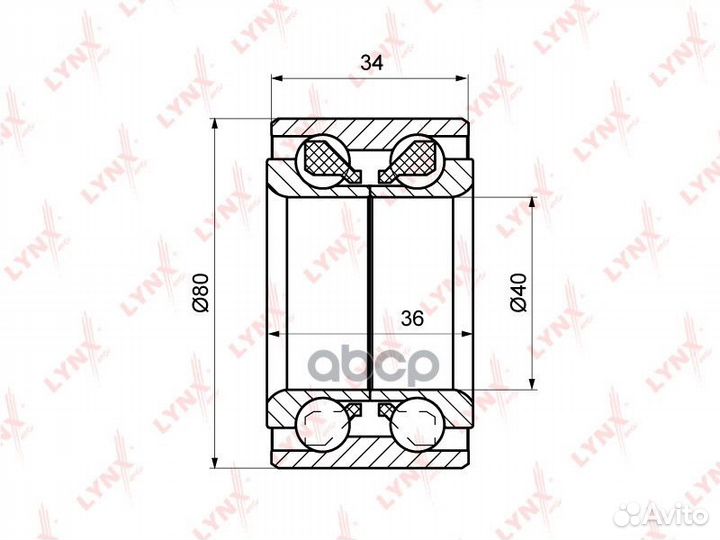 Подшипник ступицы передний (36/34x40x80) hyunda