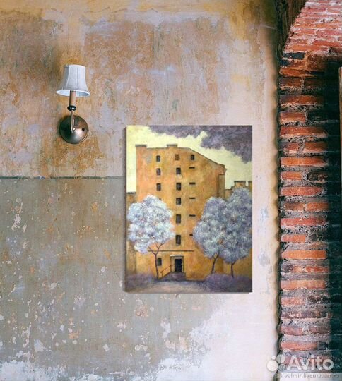 Большая картина маслом Питер, городской пейзаж