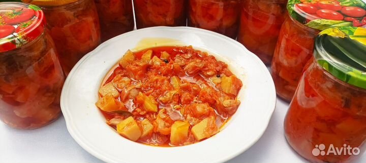 Курица с овощами в томате (домашние консервы)