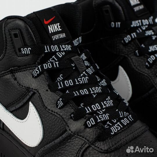 Nike Air Force 1 Mid Black / Wh. Sw. with Fur