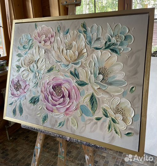 Объёмная картина с цветами