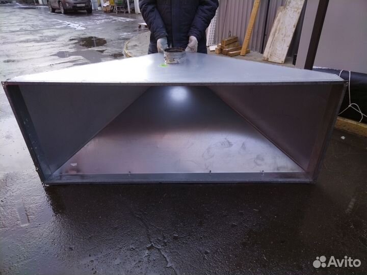 Зонт вытяжной островной оцинкованный