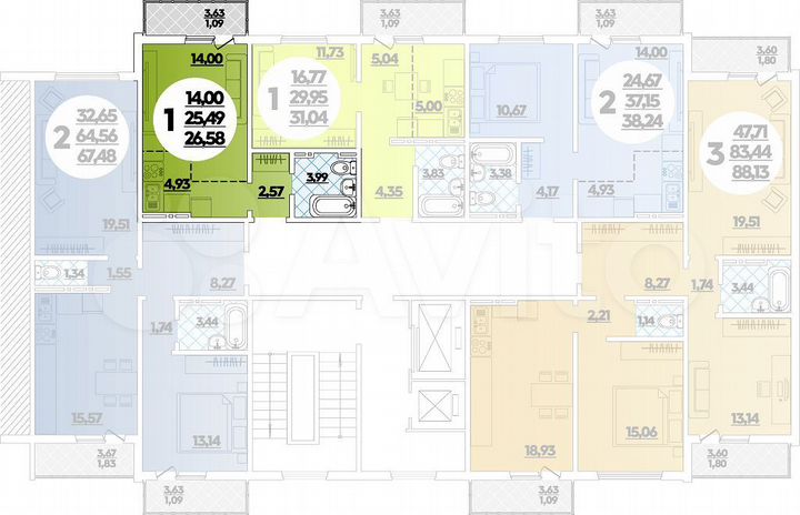 Квартира-студия, 26,6 м², 13/16 эт.