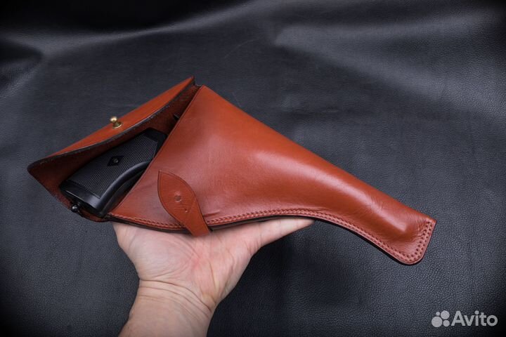 Кожаная авторская кобура для Webley Mark VI