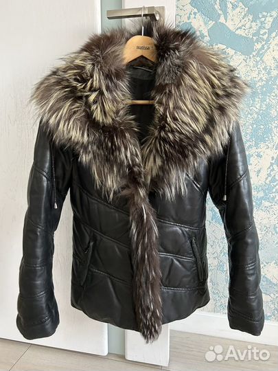 Куртка зимняя кожаная женская с мехом 42 44