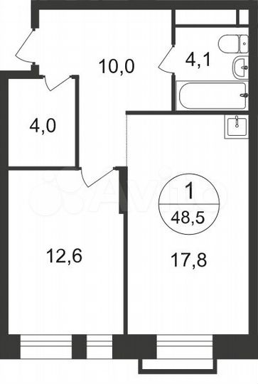 1-к. квартира, 48,5 м², 3/20 эт.
