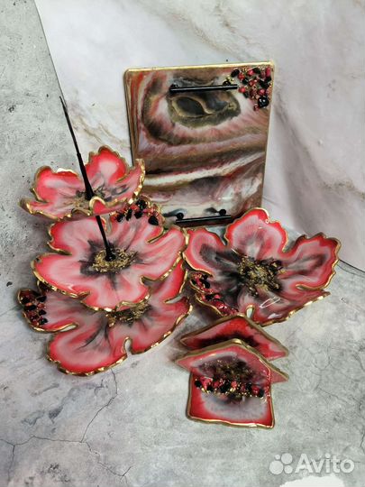 Набор для сервировки из эпоксидной смолы