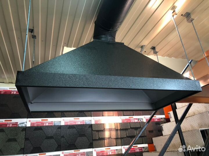 Вытяжной зонт, островной чёрный