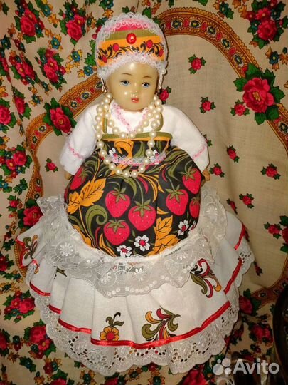 Кукла на чайник + расписной самовар