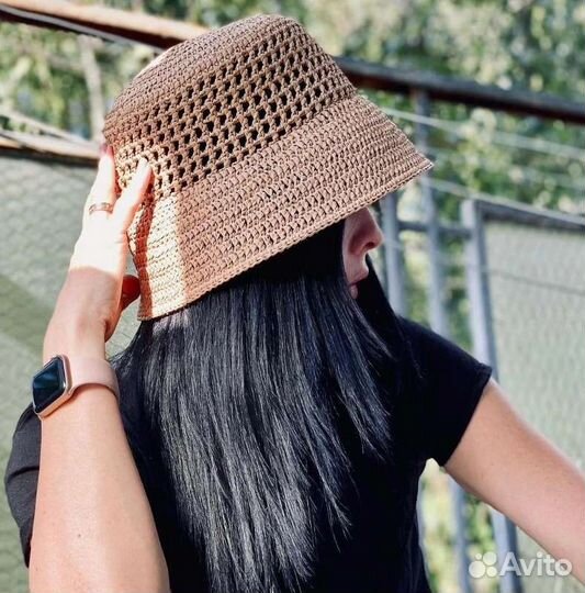 Панама из рафии, на 55-56 см