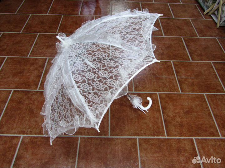 Зонт кружево белый новый