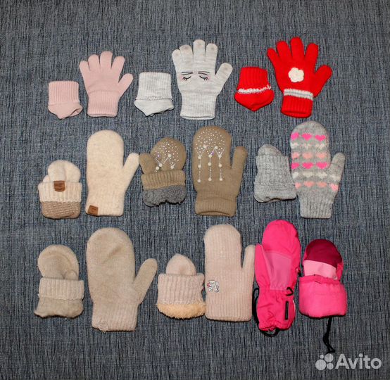 Варежки перчатки детские на 1-4 года