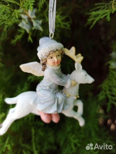 Елочные игрушки Ангел на олене