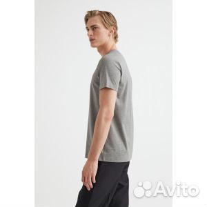Футболка H&M Slim Fit Pima Cotton, серый