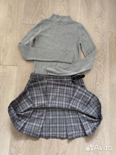 Юбка в клетку и кофта pull&bear р-р S