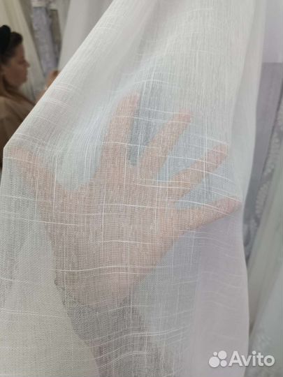 Тюль Лён на шторной ленте новые