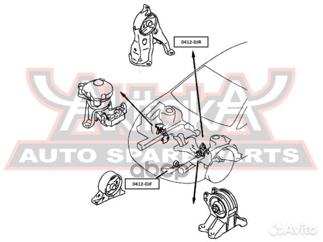 Подушка двигателя передняя 0412-DJF asva