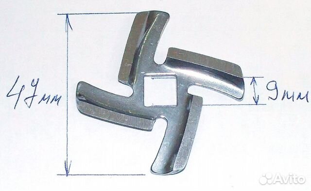 Нож мясорубки panasonic, vitek, Braun посадка-9mm