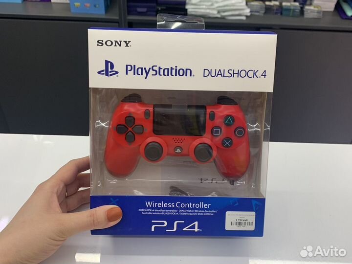 Джойстик PS4 красный беспроводной 4