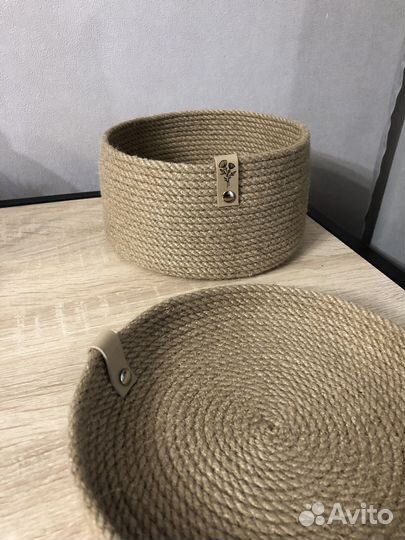 Корзинка из джута с крышкой