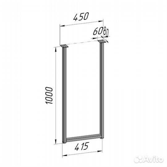 Опора для стола регулируемая П образная белая Лофт 1000 450 50 мм металлическая