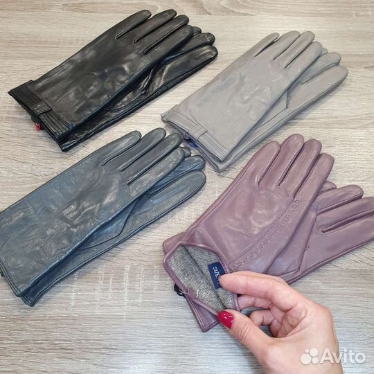 Перчатки женские кожаные