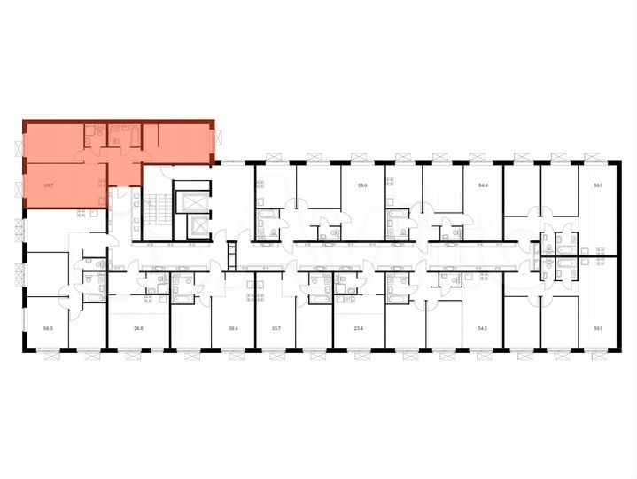 2-к. квартира, 69,4 м², 14/16 эт.