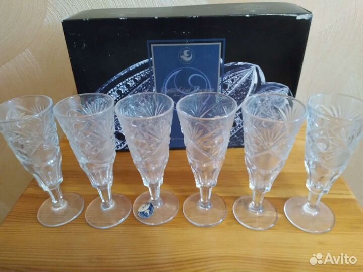 Хрустальные рюмки 6 шт, ручной работы СССР