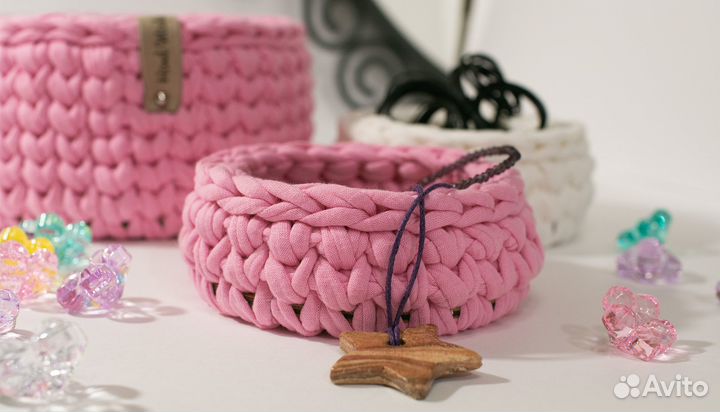 Вязаные корзинки ручной работы «Барби» набор