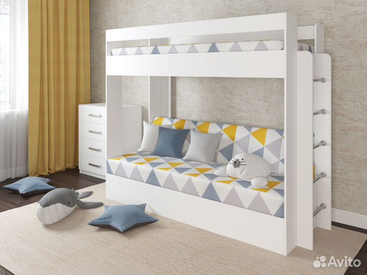 Кровать-чердак с диваном