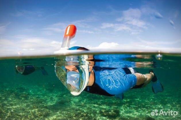 Полнолицевая подводная маска, раз. L/XL, цв. бирюз